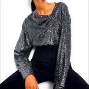 Zara Knotted Black Sequence Blouse